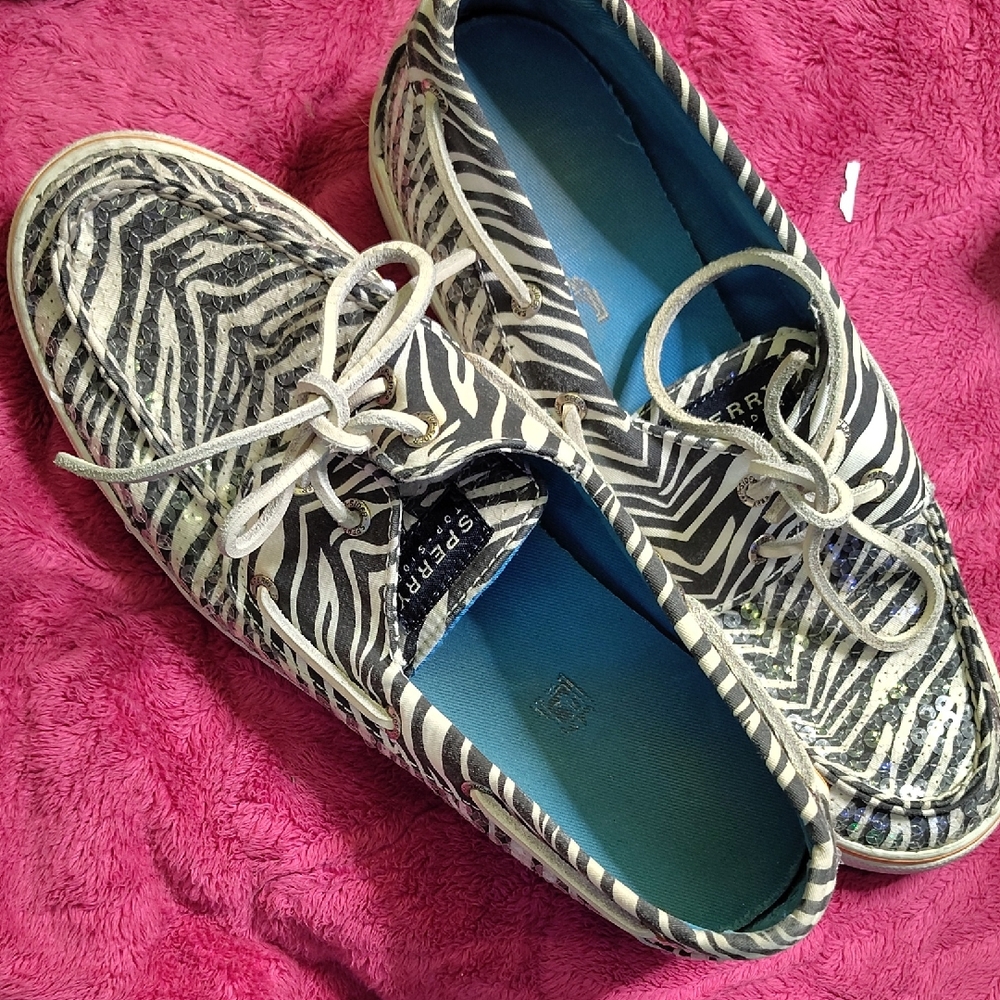 Sperry Women's Zebra Print Flats - Black and White